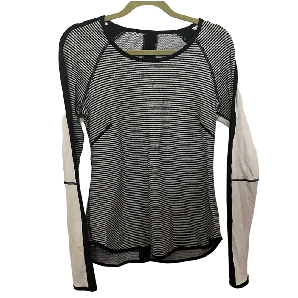 Lululemon | Black and white striped long sleeve shirt